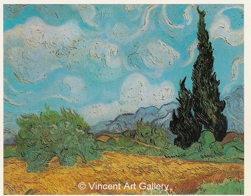 JH1790, Wheat Field with Cypresses